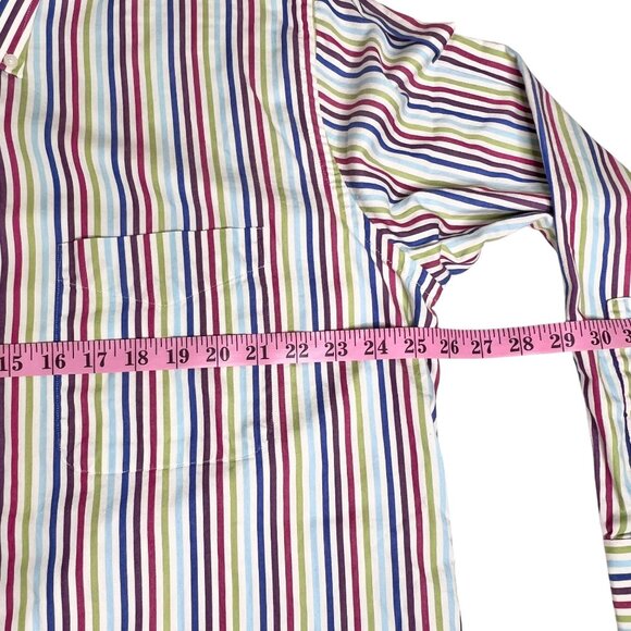Alan Flusser Mens XL Striped Button Down Shirt Multicolor Cotton Long Sleeve - Picture 11 of 11